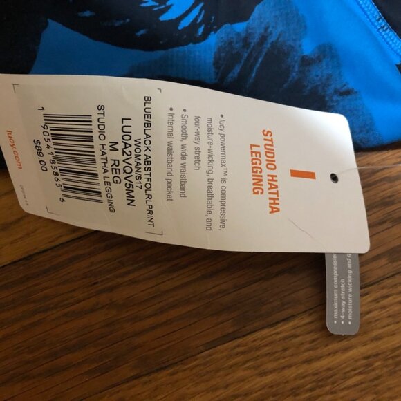 Lucy Studio Hatha Legging, Size M, Blue/Black - Picture 3 of 6